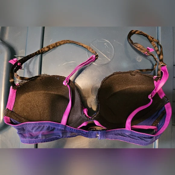 Victoria's Secret Sexy Little Things Purple & Pink Floral Lace Underwire Bra 34B - Picture 3 of 4